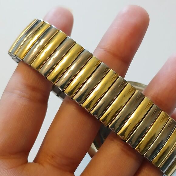 Geneva Platinum Women White Large Round Dial Two-Tone Bracelet Watch Japan Movt - Picture 12 of 13